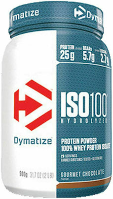 Dymatize ISO 100 Hydrolyzed Πρωτεΐνη Ορού Γάλακτος Χωρίς Γλουτένη & Λακτόζη με Γεύση Gourmet Chocolate 900gr