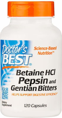 Doctor's Best Betaine HCL Pepsin & Gentian Bitters Προβιοτικά 120 κάψουλες