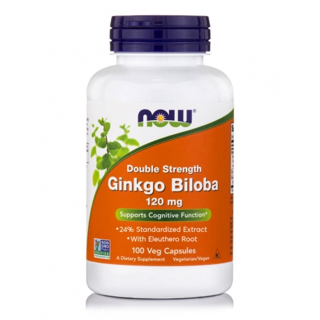 Ginkgo Biloba, 120mg Double Strength - 100 vcaps NOW Foods