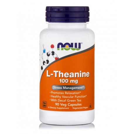L-Theanine, 100mg with Decaf Green Tea - 90 vcaps - Now / Αγχος - Στρες