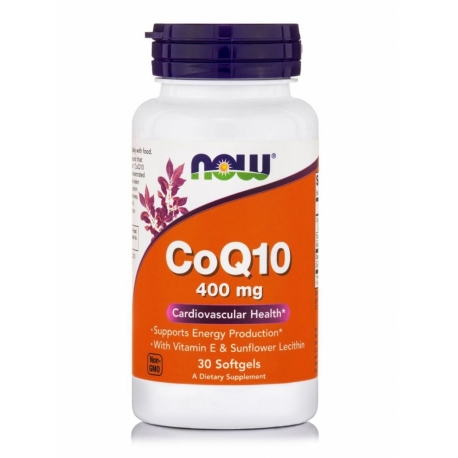 CoQ10 400mg with Vitamin E & Sunflower 30 softgels - Now Foods