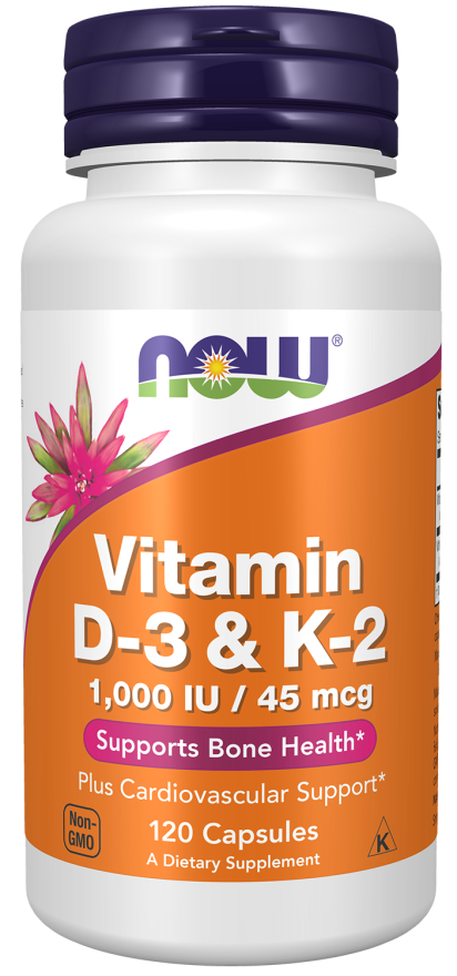 Vitamin D-3 & K-2 - 120vcaps NOW Foods