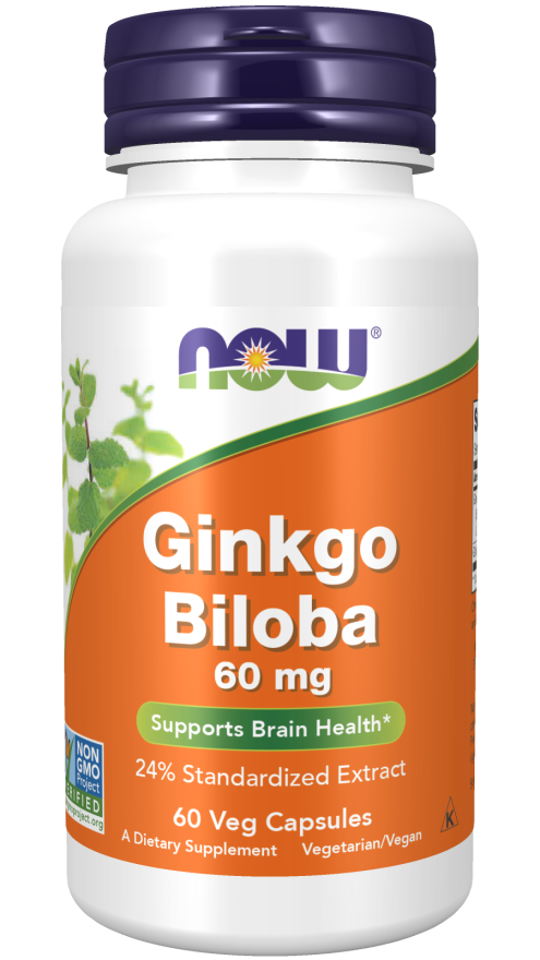 Ginkgo Biloba 60 mg 60 Veg Capsules - Now Foods