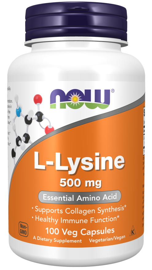 L-Lysine 500mg 100 κάψουλες - Now / L-Λυσίνη