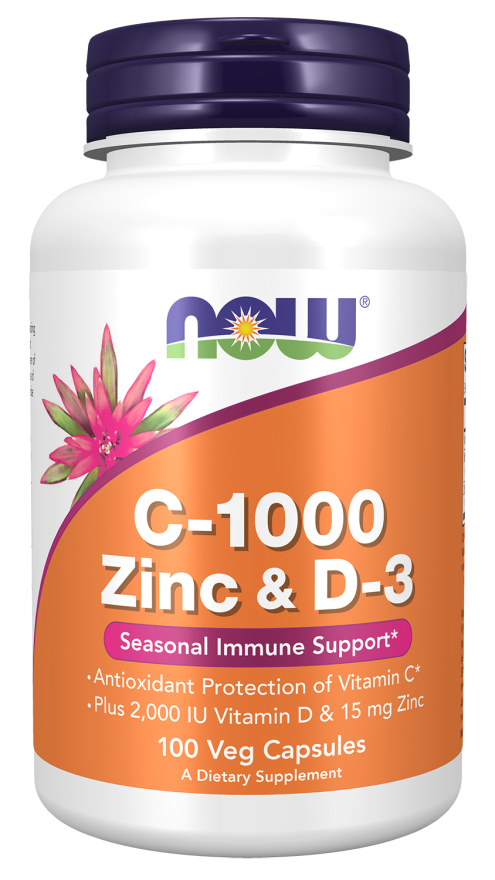 Now Foods Vitamin C 1000mg - Zinc & D3 100 Φυτικές Κάψουλες