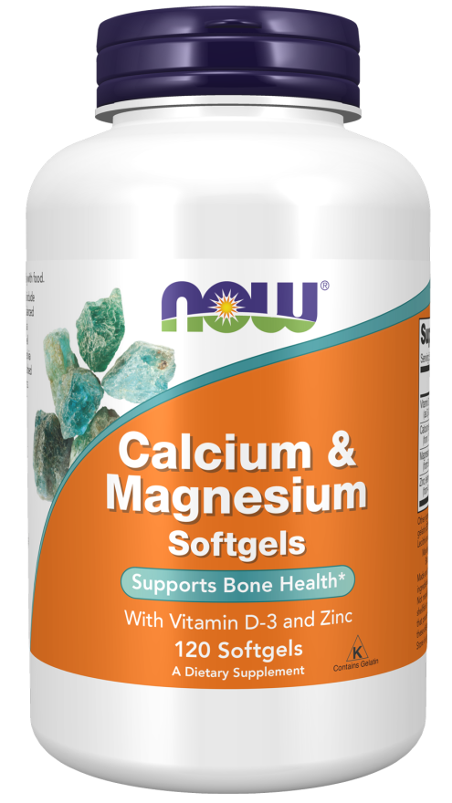 Calcium & Magnesium with Vit D and Zinc 120 softgels - Now / Ασβέστιο - Μαγνήσιο