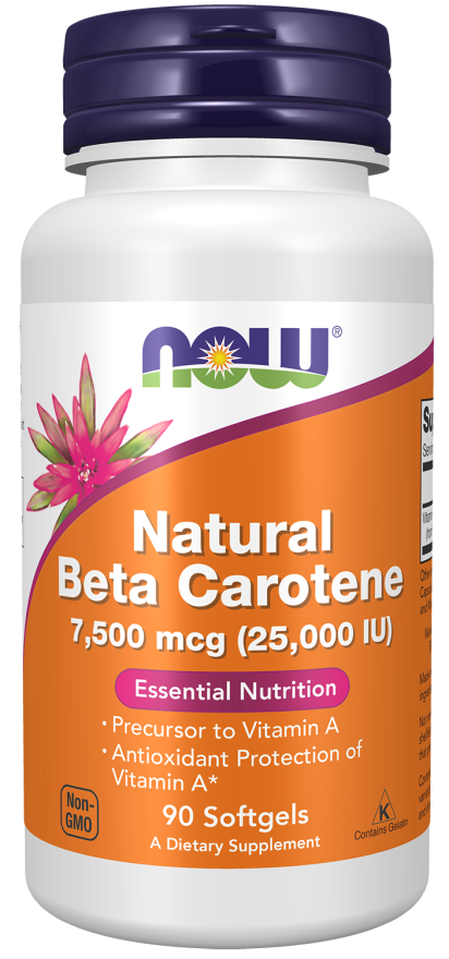 Beta Carotene 25.000IU 90 μαλακές κάψουλες - Now