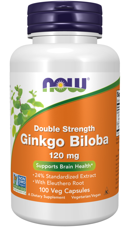 Ginkgo Biloba, 120mg Double Strength - 100 vcaps NOW Foods