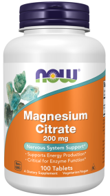 Magnesium Citrate 200 mg 100 Tablets - Now Foods