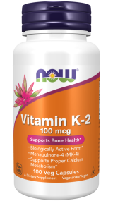 Vitamin K-2, 100mcg - 100 vcaps NOW Foods