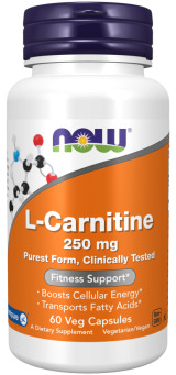 Now Foods L-Carnitine Συμπλήρωμα Διατροφής με Καρνιτίνη 250mg 60 φυτικές κάψουλες